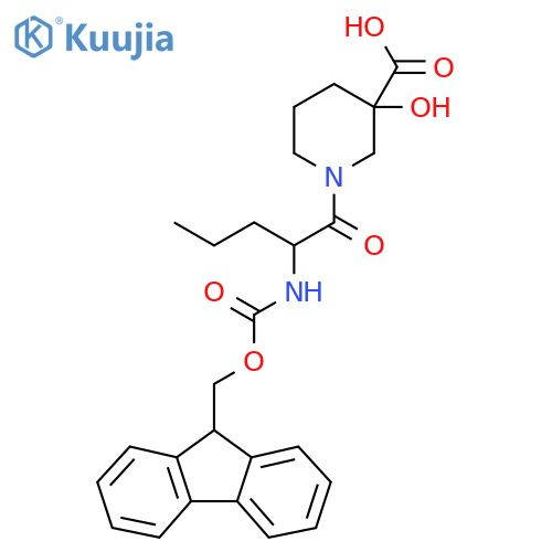1-2-({(9H-fluoren-9-yl)methoxycarbonyl}amino)pentanoyl-3-hydroxypiperidine-3-carboxylic acid structure