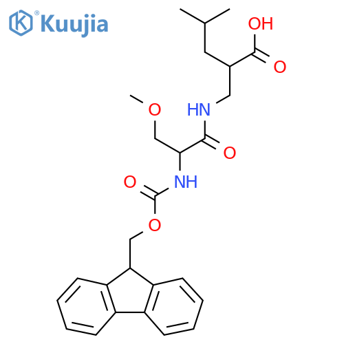 2-{2-({(9H-fluoren-9-yl)methoxycarbonyl}amino)-3-methoxypropanamidomethyl}-4-methylpentanoic acid structure