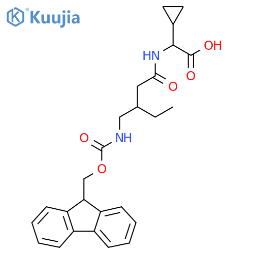 2-cyclopropyl-2-{3-({(9H-fluoren-9-yl)methoxycarbonyl}amino)methylpentanamido}acetic acid structure