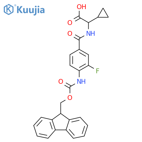 2-cyclopropyl-2-{4-({(9H-fluoren-9-yl)methoxycarbonyl}amino)-3-fluorophenylformamido}acetic acid structure