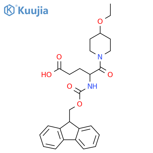 5-(4-ethoxypiperidin-1-yl)-4-({(9H-fluoren-9-yl)methoxycarbonyl}amino)-5-oxopentanoic acid structure