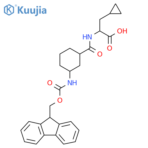 3-cyclopropyl-2-{3-({(9H-fluoren-9-yl)methoxycarbonyl}amino)cyclohexylformamido}propanoic acid structure