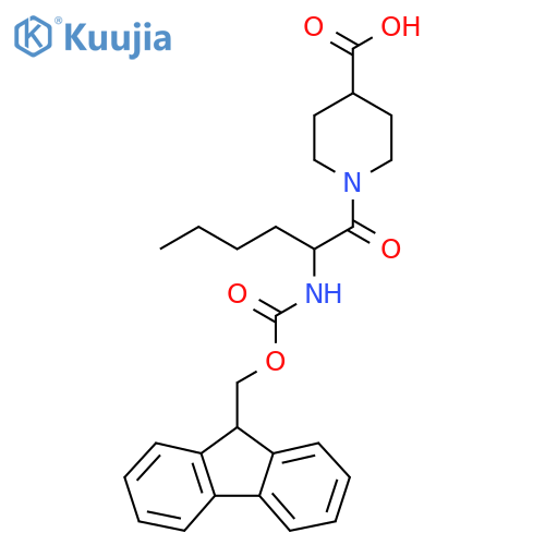 1-2-({(9H-fluoren-9-yl)methoxycarbonyl}amino)hexanoylpiperidine-4-carboxylic acid structure