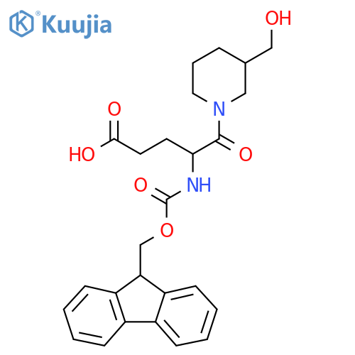 4-({(9H-fluoren-9-yl)methoxycarbonyl}amino)-5-3-(hydroxymethyl)piperidin-1-yl-5-oxopentanoic acid structure