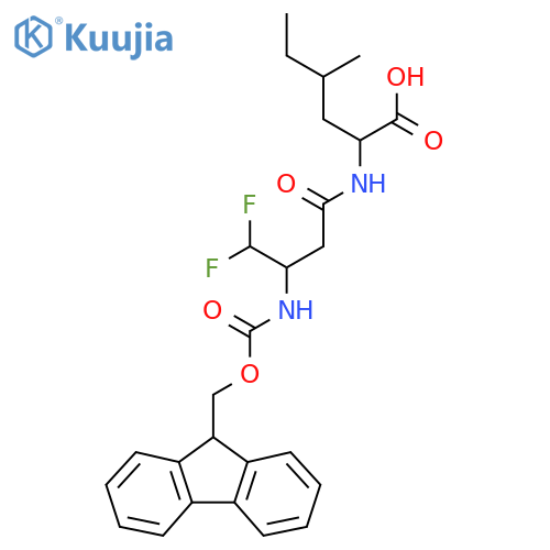 2-3-({(9H-fluoren-9-yl)methoxycarbonyl}amino)-4,4-difluorobutanamido-4-methylhexanoic acid structure