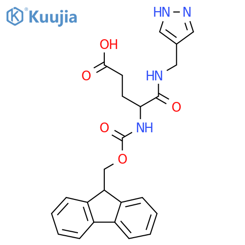 4-({(9H-fluoren-9-yl)methoxycarbonyl}amino)-4-{(1H-pyrazol-4-yl)methylcarbamoyl}butanoic acid structure