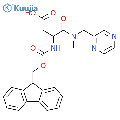 3-({(9H-fluoren-9-yl)methoxycarbonyl}amino)-3-{methyl(pyrazin-2-yl)methylcarbamoyl}propanoic acid structure