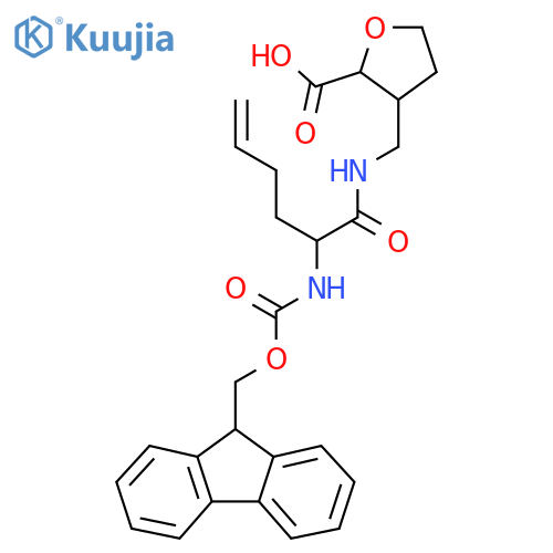 3-{2-({(9H-fluoren-9-yl)methoxycarbonyl}amino)hex-5-enamidomethyl}oxolane-2-carboxylic acid structure