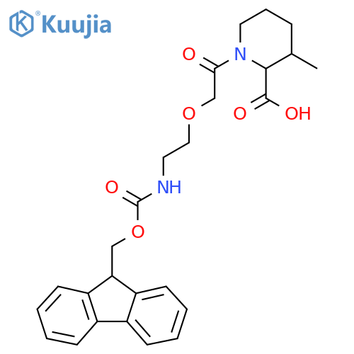 1-{2-2-({(9H-fluoren-9-yl)methoxycarbonyl}amino)ethoxyacetyl}-3-methylpiperidine-2-carboxylic acid structure