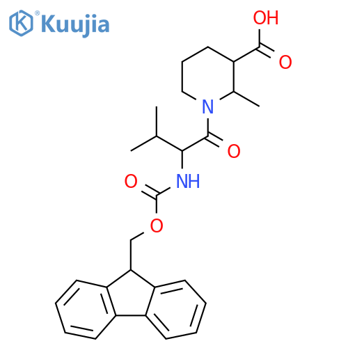 1-2-({(9H-fluoren-9-yl)methoxycarbonyl}amino)-3-methylbutanoyl-2-methylpiperidine-3-carboxylic acid structure