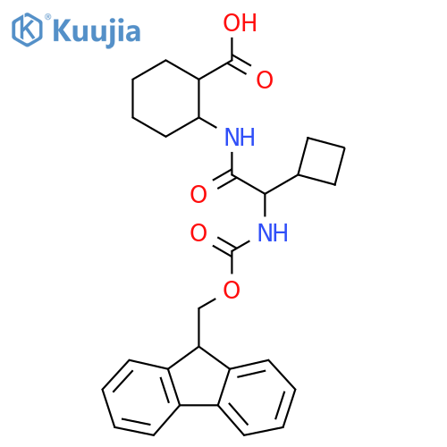 2-2-cyclobutyl-2-({(9H-fluoren-9-yl)methoxycarbonyl}amino)acetamidocyclohexane-1-carboxylic acid structure