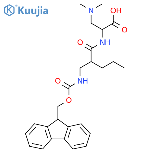 3-(dimethylamino)-2-{2-({(9H-fluoren-9-yl)methoxycarbonyl}amino)methylpentanamido}propanoic acid structure