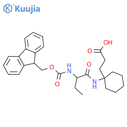 3-{1-2-({(9H-fluoren-9-yl)methoxycarbonyl}amino)butanamidocyclohexyl}propanoic acid structure