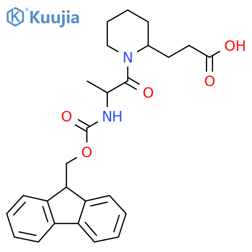 3-{1-2-({(9H-fluoren-9-yl)methoxycarbonyl}amino)propanoylpiperidin-2-yl}propanoic acid structure