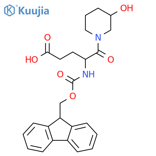 4-({(9H-fluoren-9-yl)methoxycarbonyl}amino)-5-(3-hydroxypiperidin-1-yl)-5-oxopentanoic acid structure