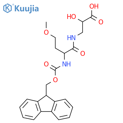 3-2-({(9H-fluoren-9-yl)methoxycarbonyl}amino)-4-methoxybutanamido-2-hydroxypropanoic acid structure
