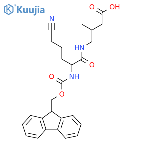 4-5-cyano-2-({(9H-fluoren-9-yl)methoxycarbonyl}amino)pentanamido-3-methylbutanoic acid structure