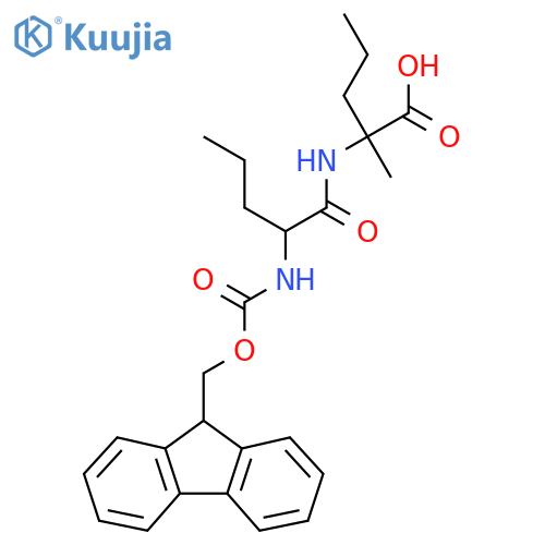 2-2-({(9H-fluoren-9-yl)methoxycarbonyl}amino)pentanamido-2-methylpentanoic acid structure