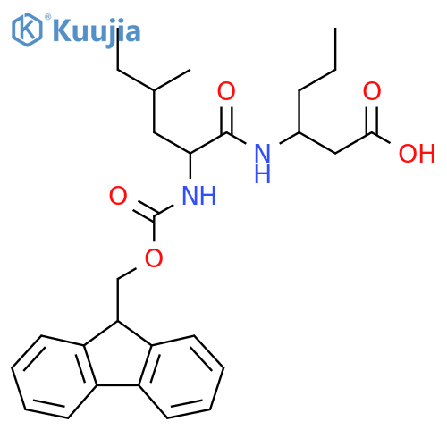 3-2-({(9H-fluoren-9-yl)methoxycarbonyl}amino)-4-methylhexanamidohexanoic acid structure