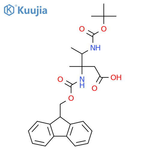 4-{(tert-butoxy)carbonylamino}-3-({(9H-fluoren-9-yl)methoxycarbonyl}amino)-3-methylpentanoic acid structure