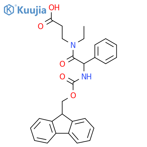 3-N-ethyl-2-({(9H-fluoren-9-yl)methoxycarbonyl}amino)-2-phenylacetamidopropanoic acid structure