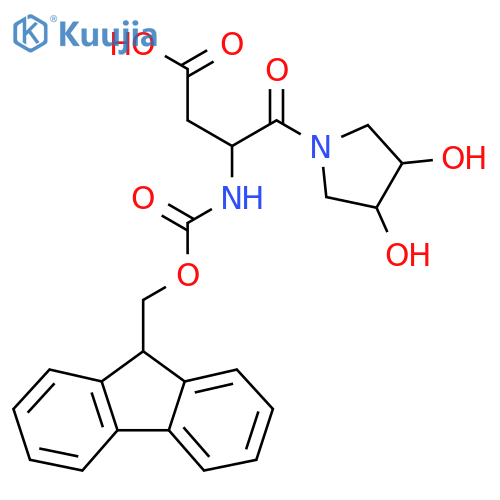 4-(3,4-dihydroxypyrrolidin-1-yl)-3-({(9H-fluoren-9-yl)methoxycarbonyl}amino)-4-oxobutanoic acid structure
