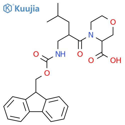 4-{2-({(9H-fluoren-9-yl)methoxycarbonyl}amino)methyl-4-methylpentanoyl}morpholine-3-carboxylic acid structure