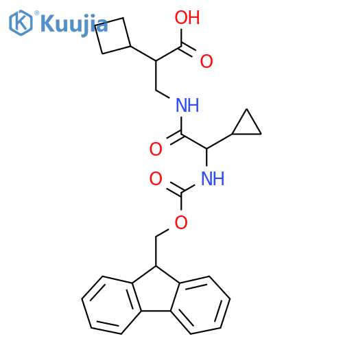 2-cyclobutyl-3-2-cyclopropyl-2-({(9H-fluoren-9-yl)methoxycarbonyl}amino)acetamidopropanoic acid structure