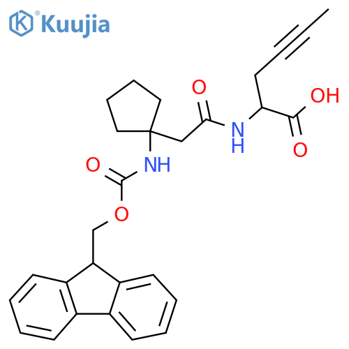 2-{2-1-({(9H-fluoren-9-yl)methoxycarbonyl}amino)cyclopentylacetamido}hex-4-ynoic acid structure