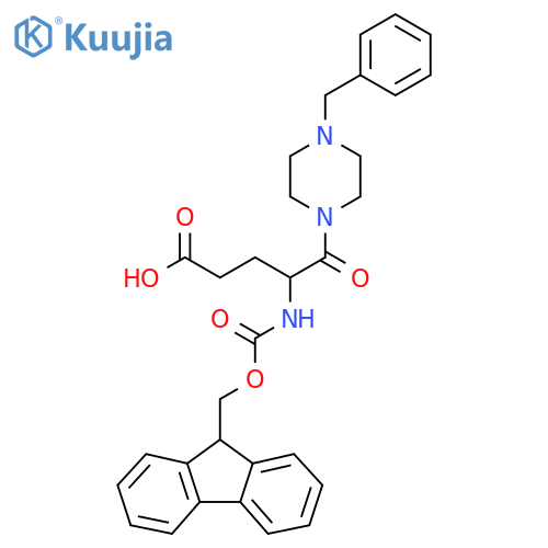 5-(4-benzylpiperazin-1-yl)-4-({(9H-fluoren-9-yl)methoxycarbonyl}amino)-5-oxopentanoic acid structure