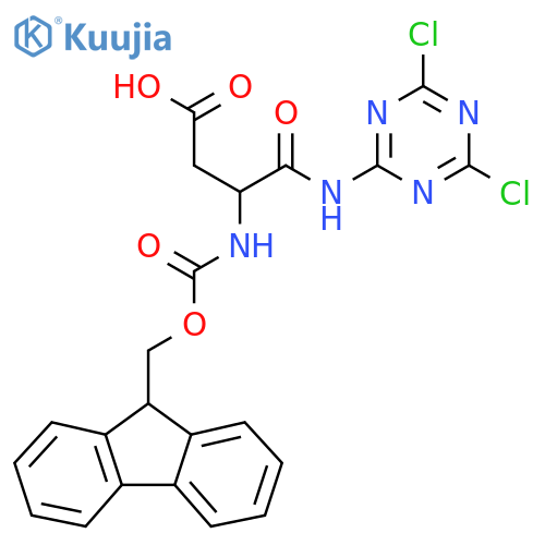 3-(dichloro-1,3,5-triazin-2-yl)carbamoyl-3-({(9H-fluoren-9-yl)methoxycarbonyl}amino)propanoic acid structure
