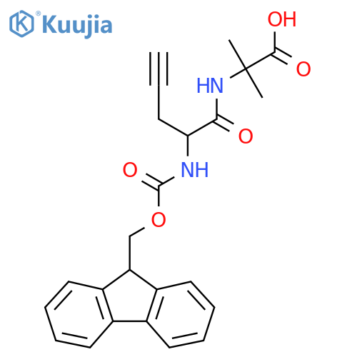 2-2-({(9H-fluoren-9-yl)methoxycarbonyl}amino)pent-4-ynamido-2-methylpropanoic acid structure