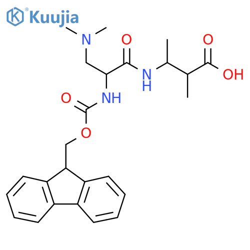 3-3-(dimethylamino)-2-({(9H-fluoren-9-yl)methoxycarbonyl}amino)propanamido-2-methylbutanoic acid structure