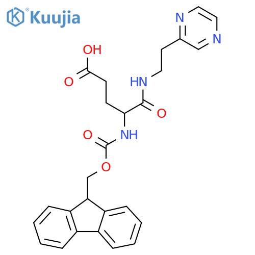 4-({(9H-fluoren-9-yl)methoxycarbonyl}amino)-4-{2-(pyrazin-2-yl)ethylcarbamoyl}butanoic acid structure