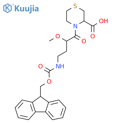 4-4-({(9H-fluoren-9-yl)methoxycarbonyl}amino)-2-methoxybutanoylthiomorpholine-3-carboxylic acid structure