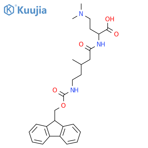4-(dimethylamino)-2-5-({(9H-fluoren-9-yl)methoxycarbonyl}amino)-3-methylpentanamidobutanoic acid structure