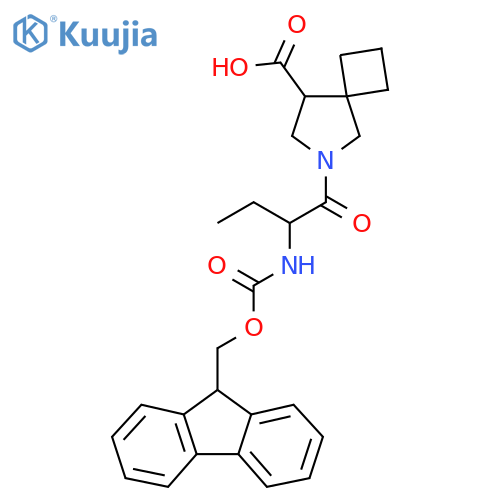 6-2-({(9H-fluoren-9-yl)methoxycarbonyl}amino)butanoyl-6-azaspiro3.4octane-8-carboxylic acid structure