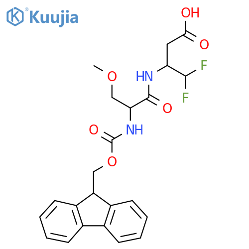 3-2-({(9H-fluoren-9-yl)methoxycarbonyl}amino)-3-methoxypropanamido-4,4-difluorobutanoic acid structure