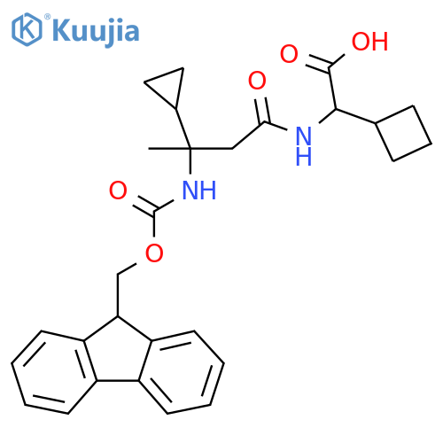 2-cyclobutyl-2-3-cyclopropyl-3-({(9H-fluoren-9-yl)methoxycarbonyl}amino)butanamidoacetic acid structure