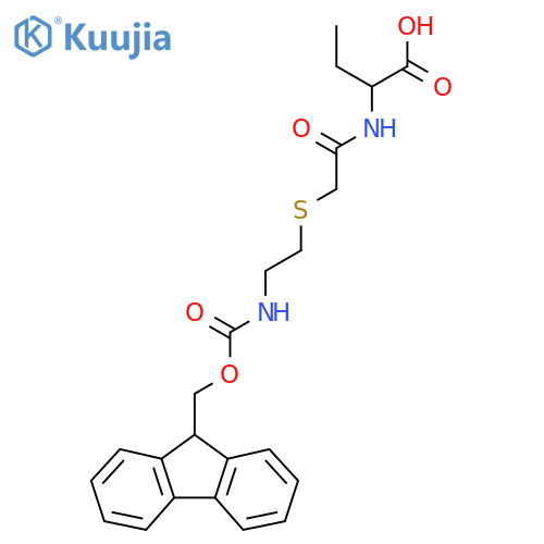2-(2-{2-({(9H-fluoren-9-yl)methoxycarbonyl}amino)ethylsulfanyl}acetamido)butanoic acid structure