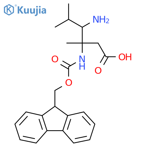 4-amino-3-({(9H-fluoren-9-yl)methoxycarbonyl}amino)-3,5-dimethylhexanoic acid structure