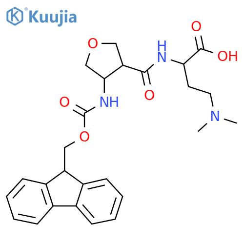 4-(dimethylamino)-2-{4-({(9H-fluoren-9-yl)methoxycarbonyl}amino)oxolan-3-ylformamido}butanoic acid structure