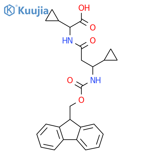 2-cyclopropyl-2-3-cyclopropyl-3-({(9H-fluoren-9-yl)methoxycarbonyl}amino)propanamidoacetic acid structure