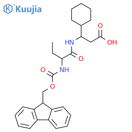 3-cyclohexyl-3-2-({(9H-fluoren-9-yl)methoxycarbonyl}amino)butanamidopropanoic acid structure