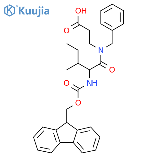 3-N-benzyl-2-({(9H-fluoren-9-yl)methoxycarbonyl}amino)-3-methylpentanamidopropanoic acid structure