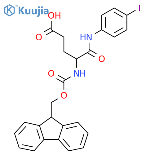 4-({(9H-fluoren-9-yl)methoxycarbonyl}amino)-4-(4-iodophenyl)carbamoylbutanoic acid structure