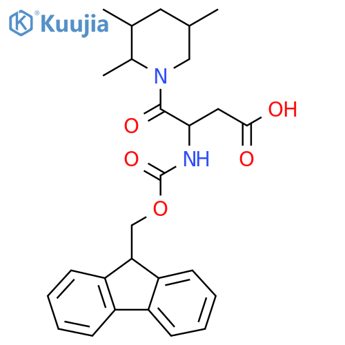 3-({(9H-fluoren-9-yl)methoxycarbonyl}amino)-4-oxo-4-(2,3,5-trimethylpiperidin-1-yl)butanoic acid structure