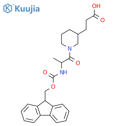 3-{1-2-({(9H-fluoren-9-yl)methoxycarbonyl}amino)propanoylpiperidin-3-yl}propanoic acid structure