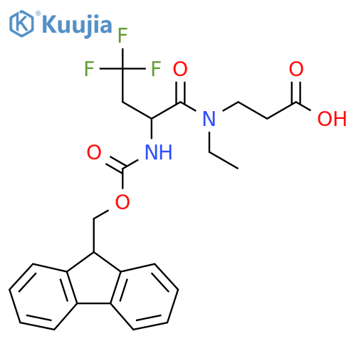 3-N-ethyl-2-({(9H-fluoren-9-yl)methoxycarbonyl}amino)-4,4,4-trifluorobutanamidopropanoic acid structure