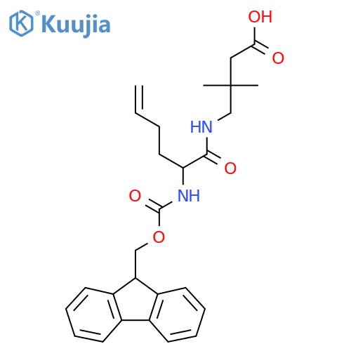 4-2-({(9H-fluoren-9-yl)methoxycarbonyl}amino)hex-5-enamido-3,3-dimethylbutanoic acid structure